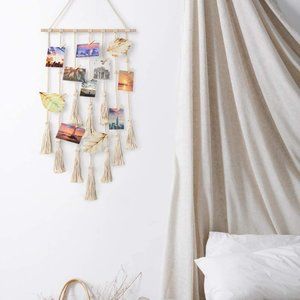 New Ivory Boho Macrame Wall Hanging Photo Display